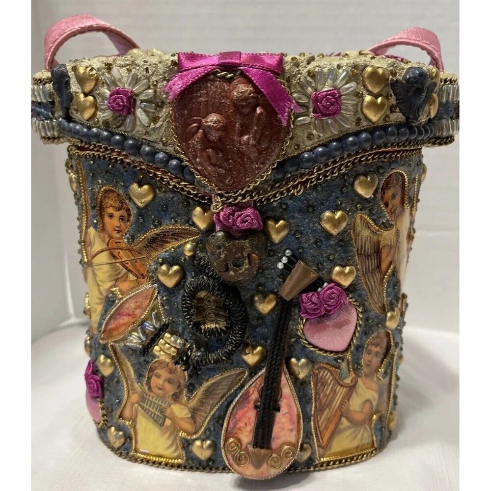 Mary Francis Embellished Mini Bag with Angel Motif
